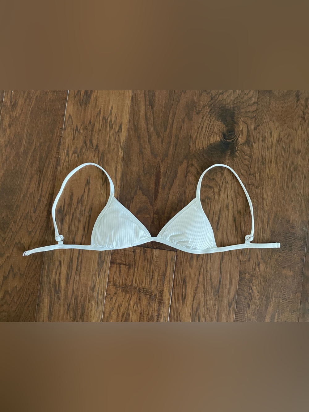 SALERO Swim White Ribbed Triangle Bikini